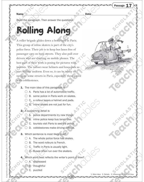 2nd Grade Comprehension Worksheets Along with Rolling Along Close Reading Passage