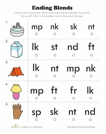 2nd Grade Phonics Worksheets and End Blends