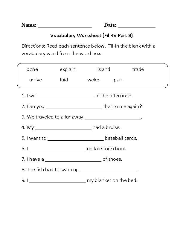 2nd Grade Vocabulary Worksheets and Grade 4 Vocabulary Worksheets the Best Worksheets Image Collection