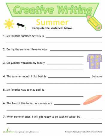 3rd Grade Paragraph Writing Worksheets and Writing Sentences Summer