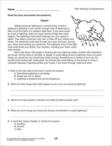 4th Grade Comprehension Worksheets together with Fourth Grade Reading Worksheets Fresh Reading Skills Practice Test 4