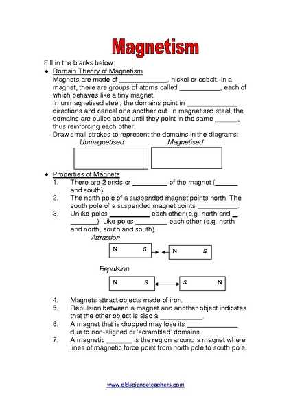 5th Grade Magnetism Worksheets with Magnetism Worksheet for High School Worksheets for All