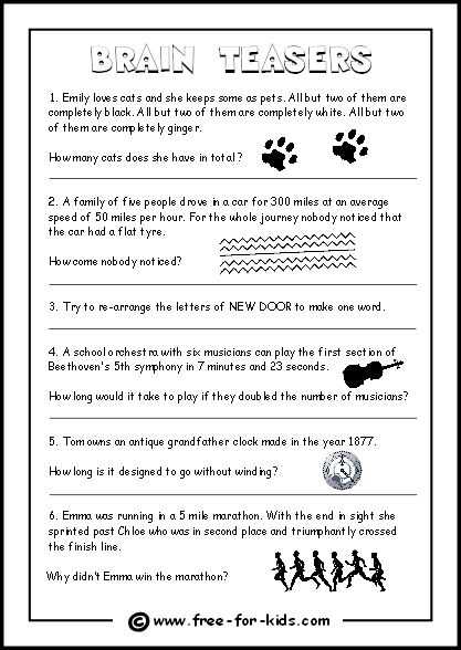 6th Grade Brain Teasers Worksheets or 20 Best Brain Teasers Images On Pinterest