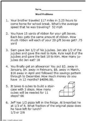 6th Grade Math Word Problems Worksheets and 16 Best 6th Grade Worksheets Images On Pinterest