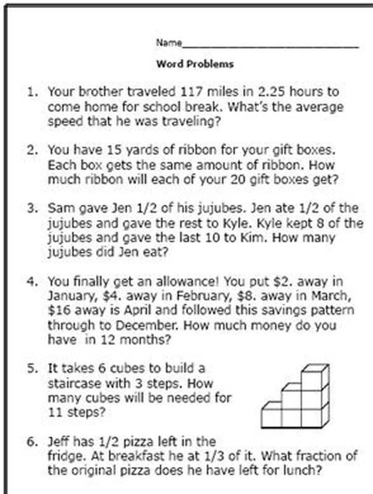 6th Grade Word Problems Worksheet Also 6th Grade Math Word Problems