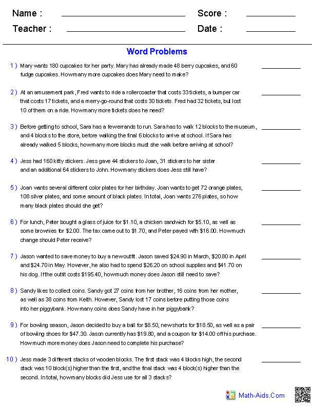 6th Grade Word Problems Worksheet or Money Math Word Problems Worksheets 4th Grade Multiplication Word