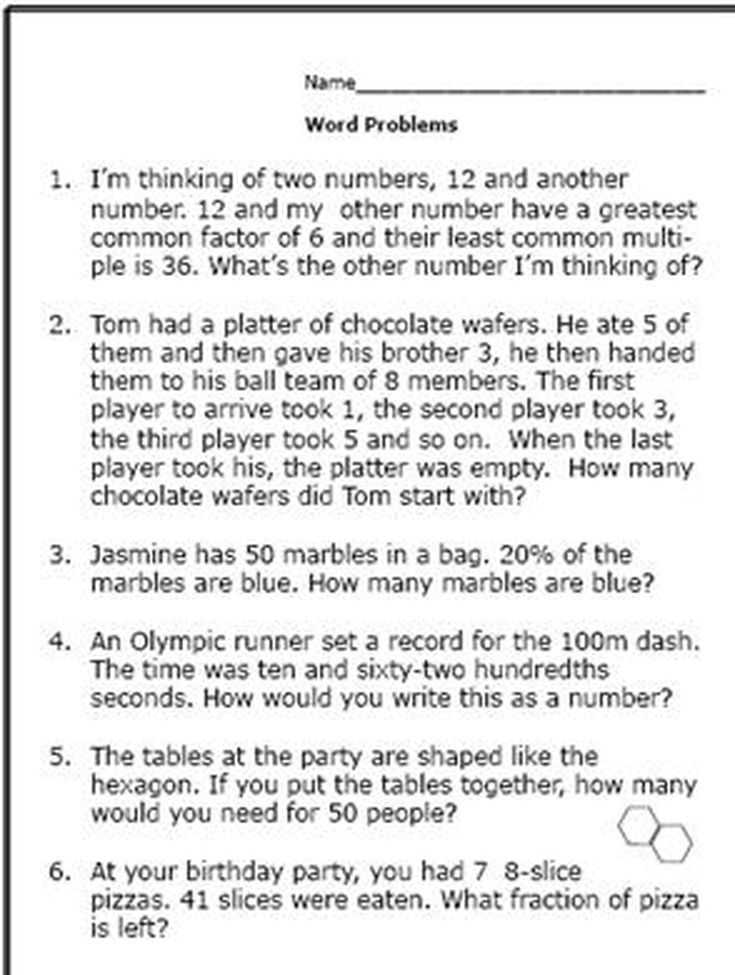 6th Grade Word Problems Worksheet or Realistic Math Problems Help 6th Graders solve Real Life Questions