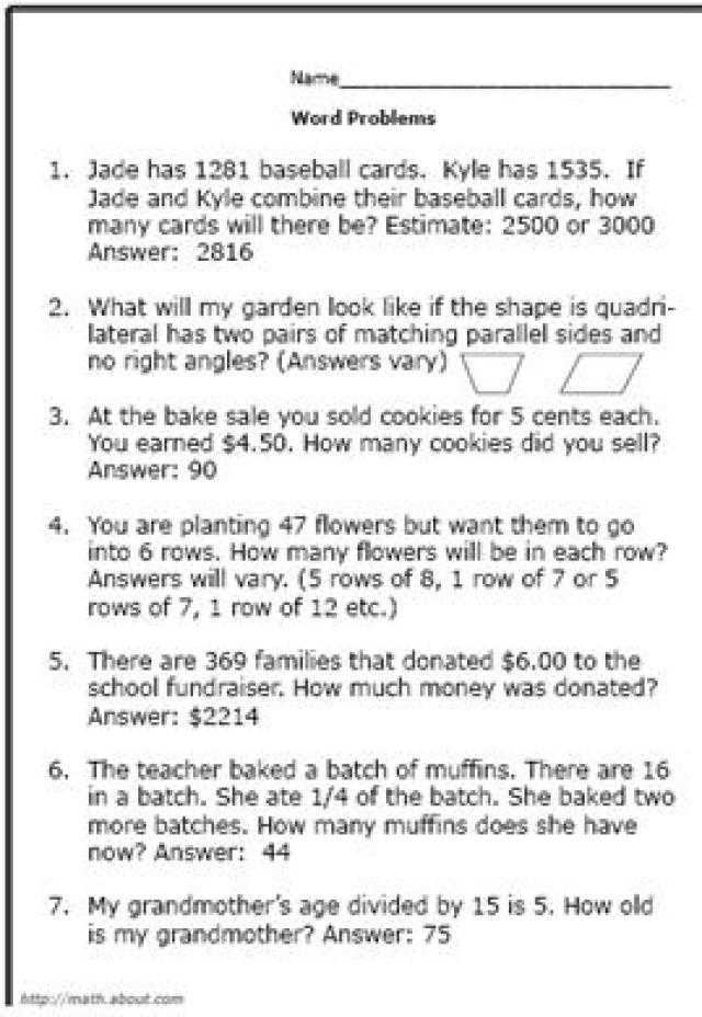 6th Grade Word Problems Worksheet with Practice Your Elementary Math Skills with these Word Problems