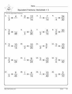7th Grade Fractions Worksheets and Equivalent Fraction Worksheets