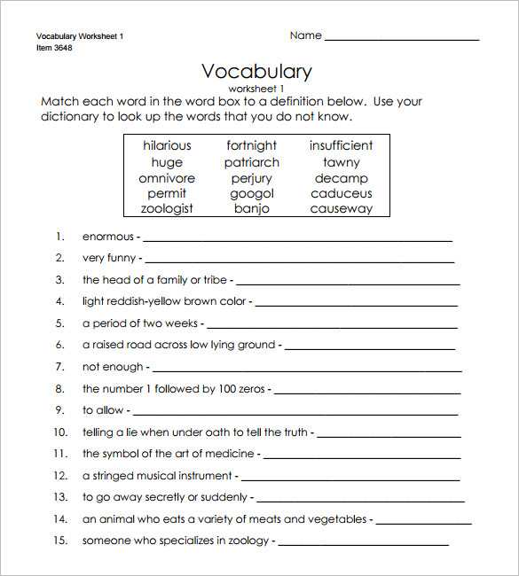 8th Grade Vocabulary Worksheets as Well as Vocabulary Test Template Guvecurid