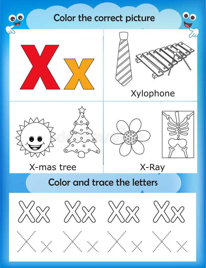 Abc Worksheets for Kindergarten together with Alphabet Learning and Color Letter X Stock Illustration