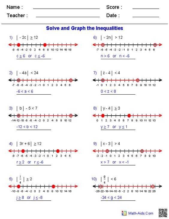 Absolute Value Inequalities Worksheet Answers and Absolute Value Answer the Best Worksheets Image Collection