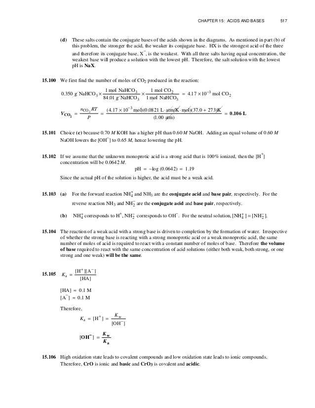 Acids and Bases Worksheet Chemistry and Chang Chemistry 11e Chapter 15 solution Manual