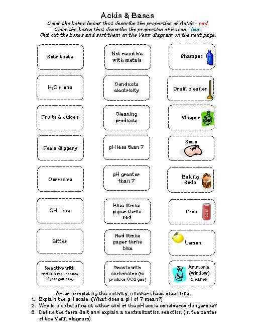 Acids and Bases Worksheet Chemistry as Well as Image Result for Worksheets for Middle School On Acids and Bases