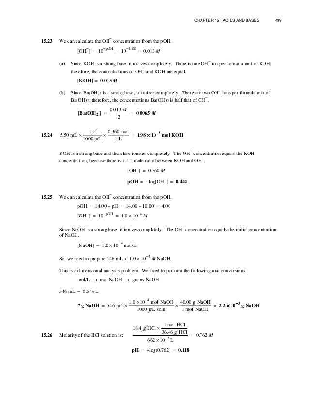 Acids and Bases Worksheet Chemistry or Chang Chemistry 11e Chapter 15 solution Manual
