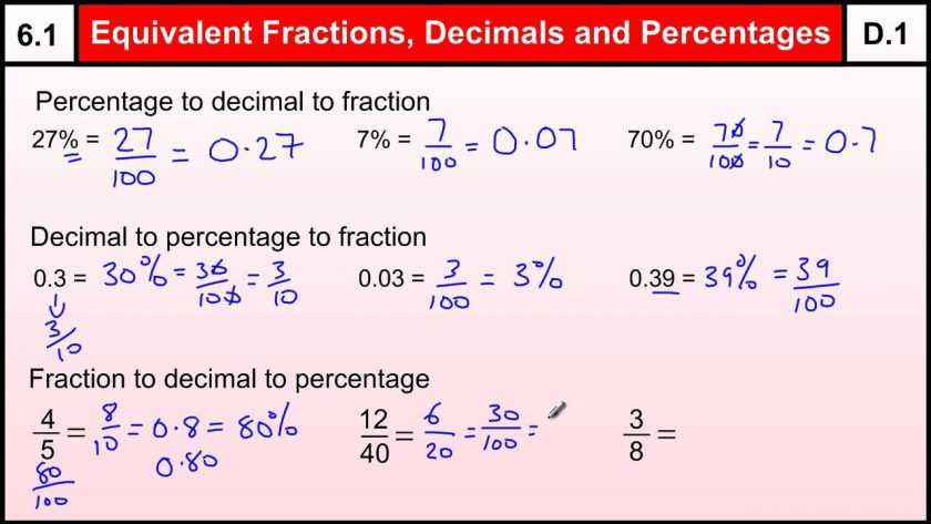 Act Math Worksheets and Math Decimal Worksheets Equivalent Fractions Decimals Percentages