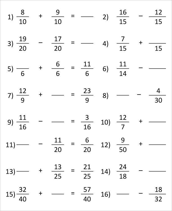 Adding Fractions with Unlike Denominators Worksheets Pdf as Well as 23 Sample Adding Fractions Worksheet Templates
