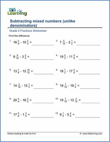 Adding Fractions with Unlike Denominators Worksheets Pdf as Well as Mixed Math Worksheets Worksheets for All