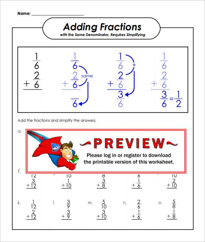 Adding Fractions with Unlike Denominators Worksheets Pdf with 23 Sample Adding Fractions Worksheet Templates
