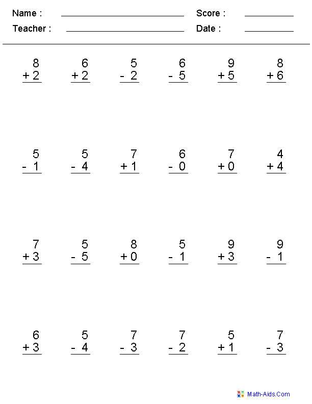 Addition and Subtraction Worksheets for Kindergarten Also Mixed Problems Worksheets