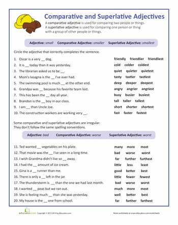 Adjective and Adverb Worksheets with Answer Key with Adjectives that Pare