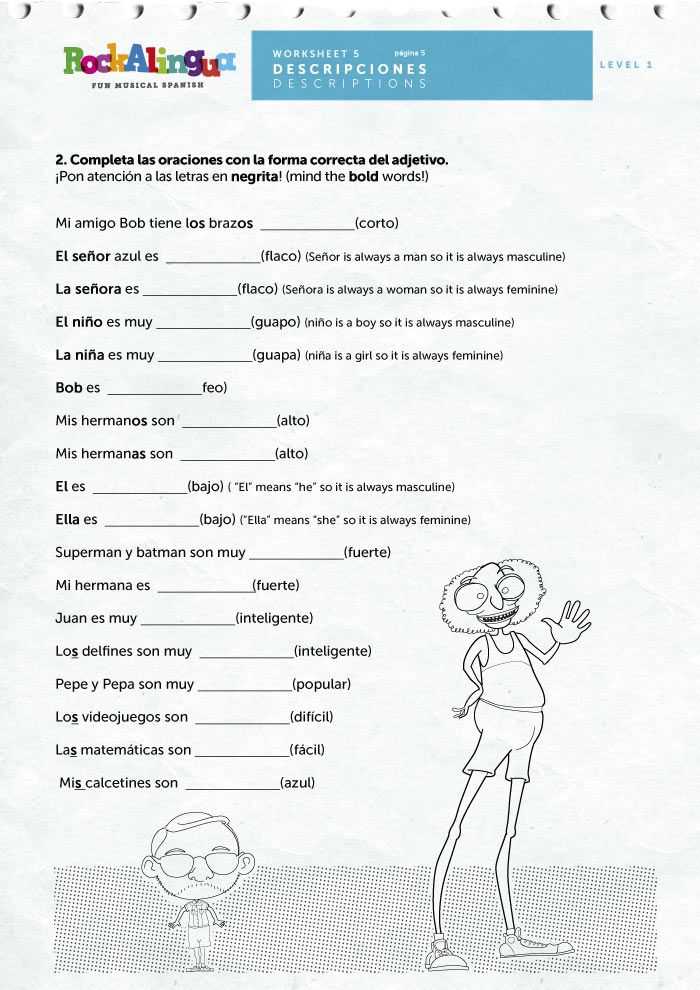 Agreement Of Adjectives Spanish Worksheet or Agreement Adjectives Spanish Worksheet Answers New Adjectives