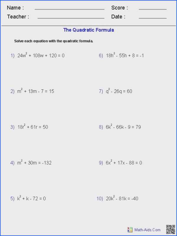 Algebra 2 Quadratic formula Worksheet Answers together with Using the Quadratic formula Worksheet