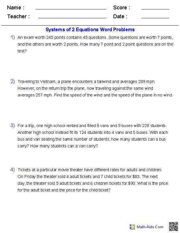 Algebra 2 Systems Of Equations Worksheet Also System Equations Word Problems Worksheet