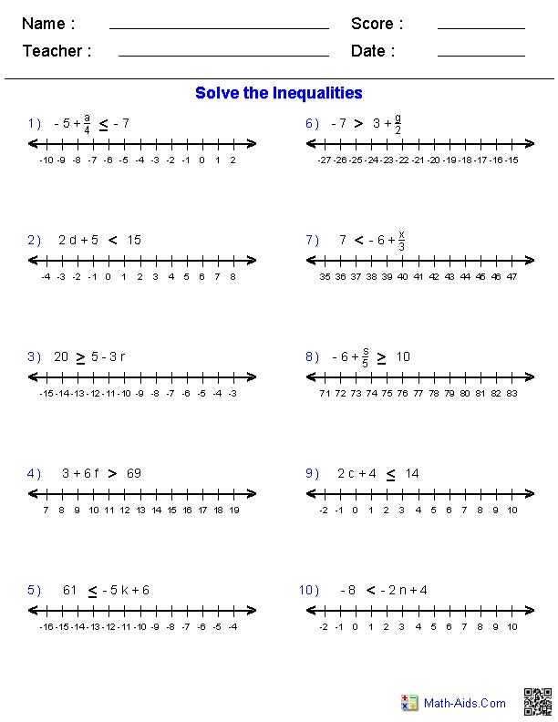 Algebra Inequalities Worksheet Along with Algebra 1 Word Problems Worksheet with Answers Worksheets for All