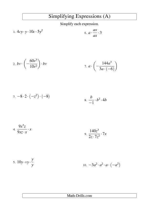 Algebraic Expressions Worksheets with Answers and Algebra Worksheet Simplifying Algebraic Expressions with Two