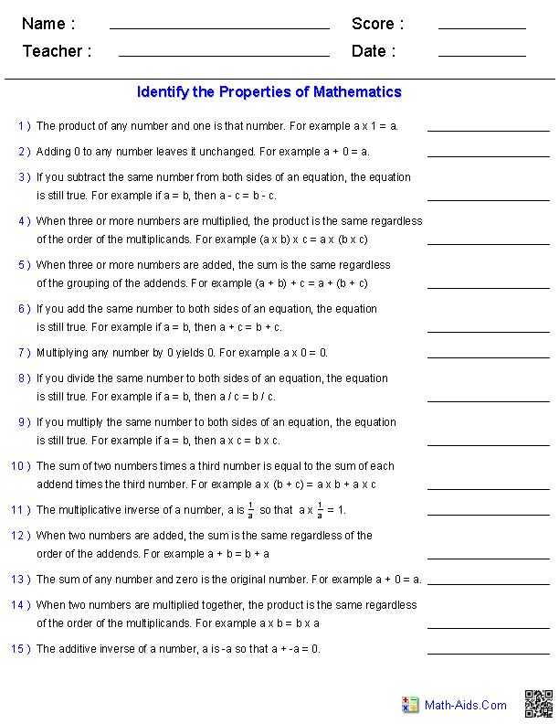 Algebraic Properties Worksheet or 11 Best Math Images On Pinterest