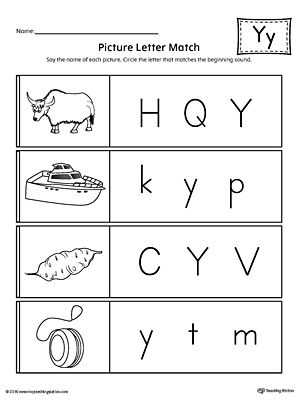 Alphabet Matching Worksheets Also Say and Trace Letter Y Beginning sound Words Worksheet