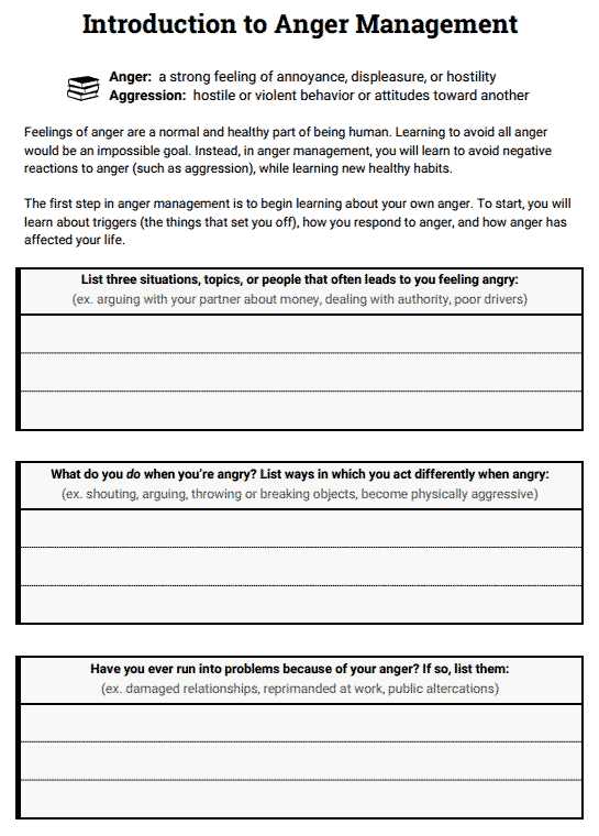 Anger Management Worksheets Also Introduction to Anger Management Preview Sped Transitions