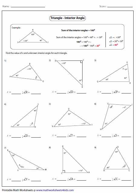 Angle Bisector Worksheet Answer Key and Triangle Angle Sum theorem Worksheet Doc Kidz Activities
