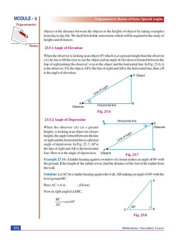 Angle Of Elevation and Depression Trig Worksheet Answers as Well as Trigonometric Ratios Of some Special Angles