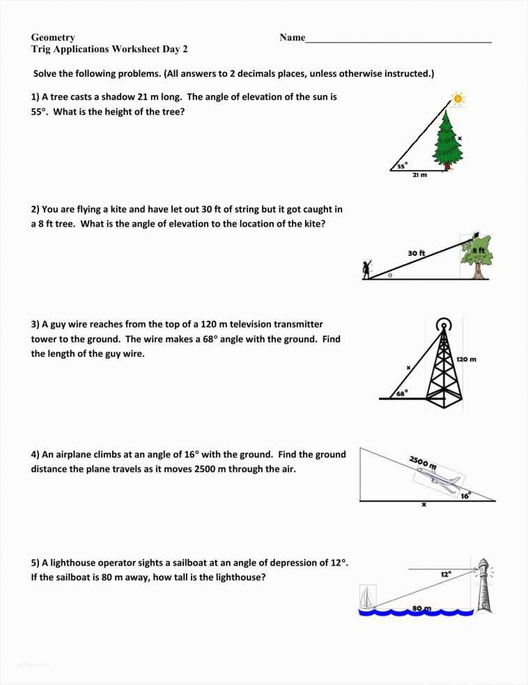 Angle Of Elevation and Depression Worksheet with Answers as Well as Fresh Angle Elevation and Depression Trig Worksheet – Sabaax