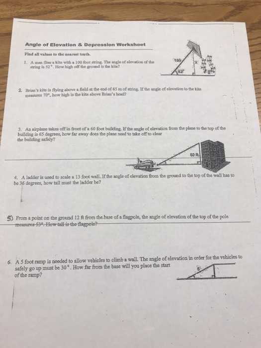 Angle Of Elevation and Depression Worksheet with Answers or Trigonometry Archive April 09 2018
