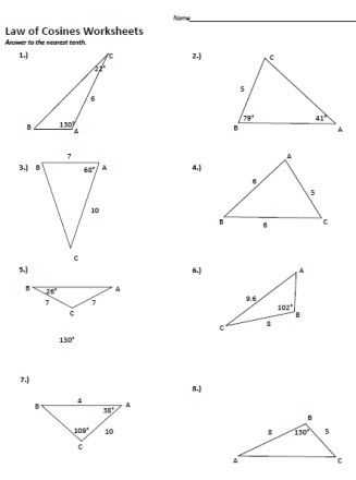 Angles In A Triangle Worksheet Answers Also Law Of Cosine to Figure area Of A Triangle