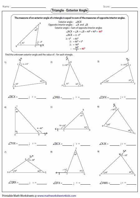 Angles In A Triangle Worksheet Answers and 1349 Best Geometry Images On Pinterest