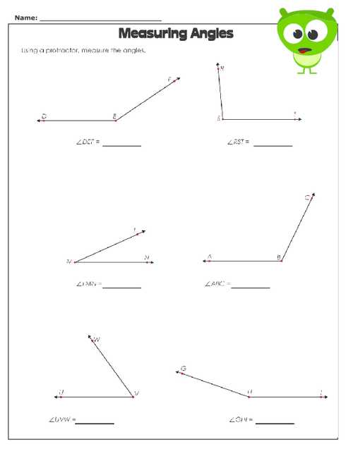 Angles In A Triangle Worksheet Answers together with Measuring Angles Worksheet