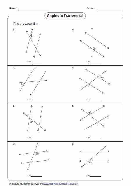 Angles In Transversal Worksheet Answer Key and 58 Best Math Images On Pinterest
