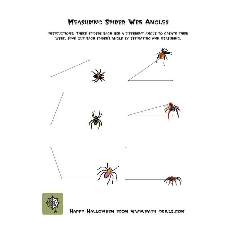 Angles On A Straight Line Worksheet or Halloween Math Worksheet Measuring Spider Web Angles