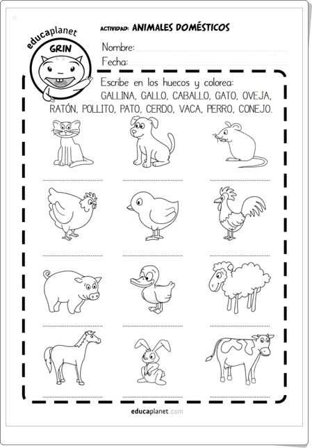Animals In Spanish Worksheet and Animales Domésticos" Fichas En Espa±ol E Inglés De Educaplanet