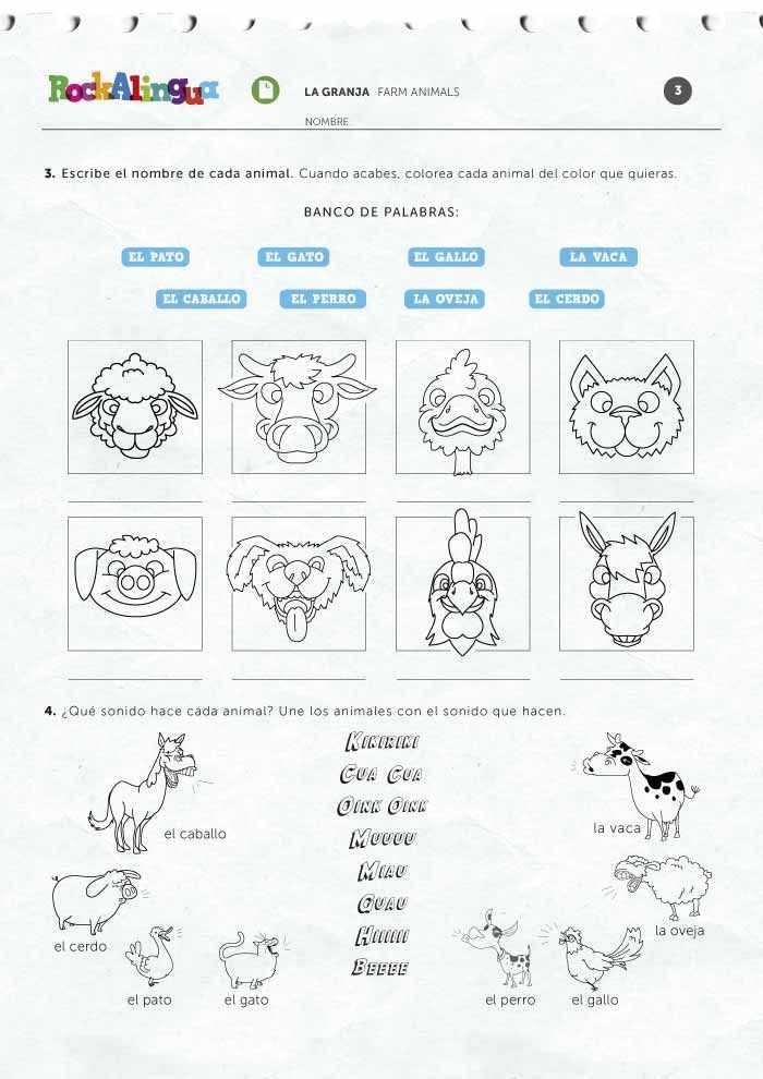 Animals In Spanish Worksheet or Farm Animals Worksheet Rockalingua