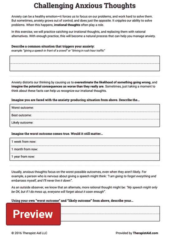 Anxiety Worksheets for Adults and the Challenging Anxious thoughts Worksheet Will Teach Your Clients