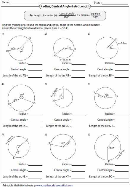Arc Measure and Arc Length Worksheet as Well as 33 Best Geometry Worksheets Images On Pinterest
