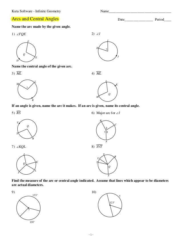 Arc Measure and Arc Length Worksheet with Angles In A Circle Worksheet Worksheets for All