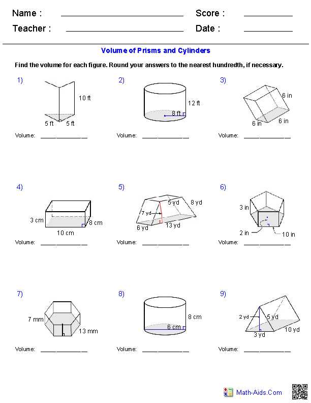 Area Perimeter Volume Worksheets Pdf Along with Geometry Surface area and Volume Worksheet Answers Worksheets for