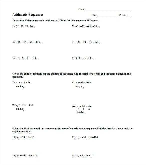 Arithmetic Sequence Worksheet 1 Also Arithmetic Sequence Worksheet Arithmetic Sequence Worksheet Answers