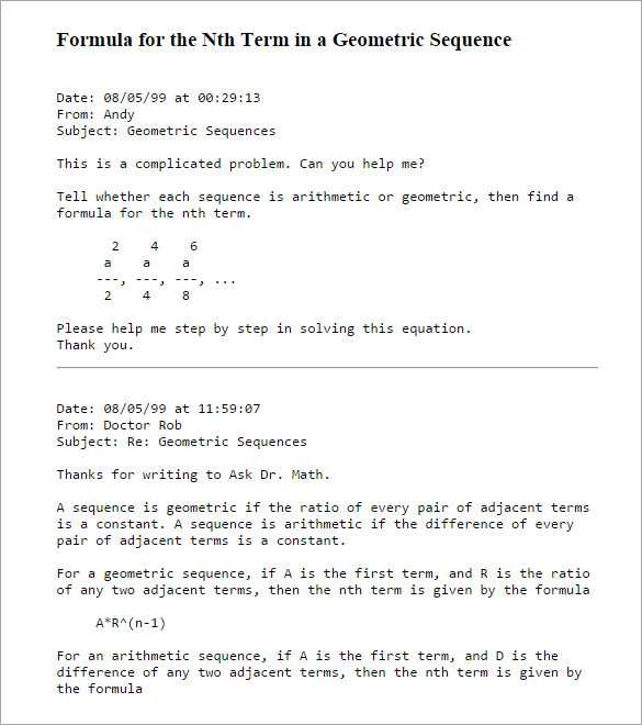 Arithmetic Sequence Worksheet Algebra 1 Along with Geometric Sequence Examples – 10 Free Word Excel Pdf format